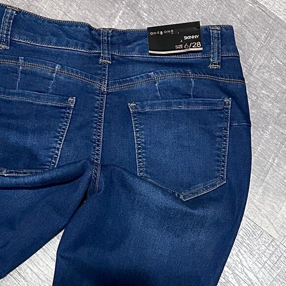 One 5 One Dark Wash Skinny Jean NEW Women 6 / 28 (28X28) High Rise Bombshell Fit - Picture 4 of 5
